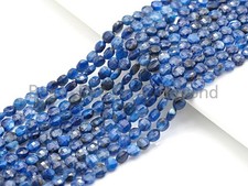 4mm High Quality Checkboard cut Kyanite Coin Shape Beads, Natural Hyanite