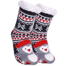 Kids Fuzzy Slipper Socks Boys Girls Soft Cozy Fluffy Grips Socks Winter Warm ...