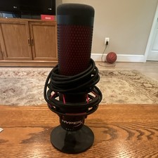 NEVER USED - HyperX QuadCast USB Condenser Mic, Adjustable Stand/Mount Black/Red