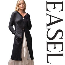 1X 2X 3X PLUS EASEL BLACK SOFT AND COZY MIDI/MAXI HOODIE CARDIGAN/SWEATER BHCS