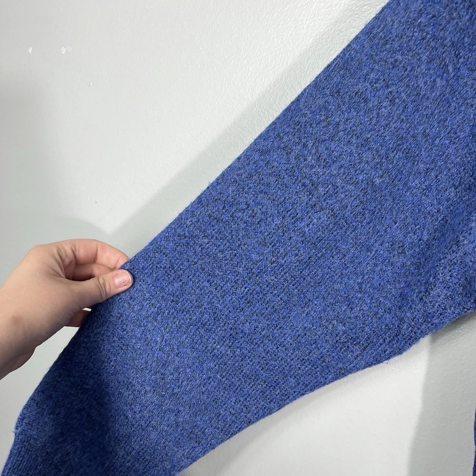 Suéter Lane Bryant azul martelado malha xale gola botão detalhe longline plus size - Imagem 2 de 4