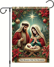 Double-Sided Christmas Garden Flag Nativity Scene 12x18 Inch Outdoor Decor