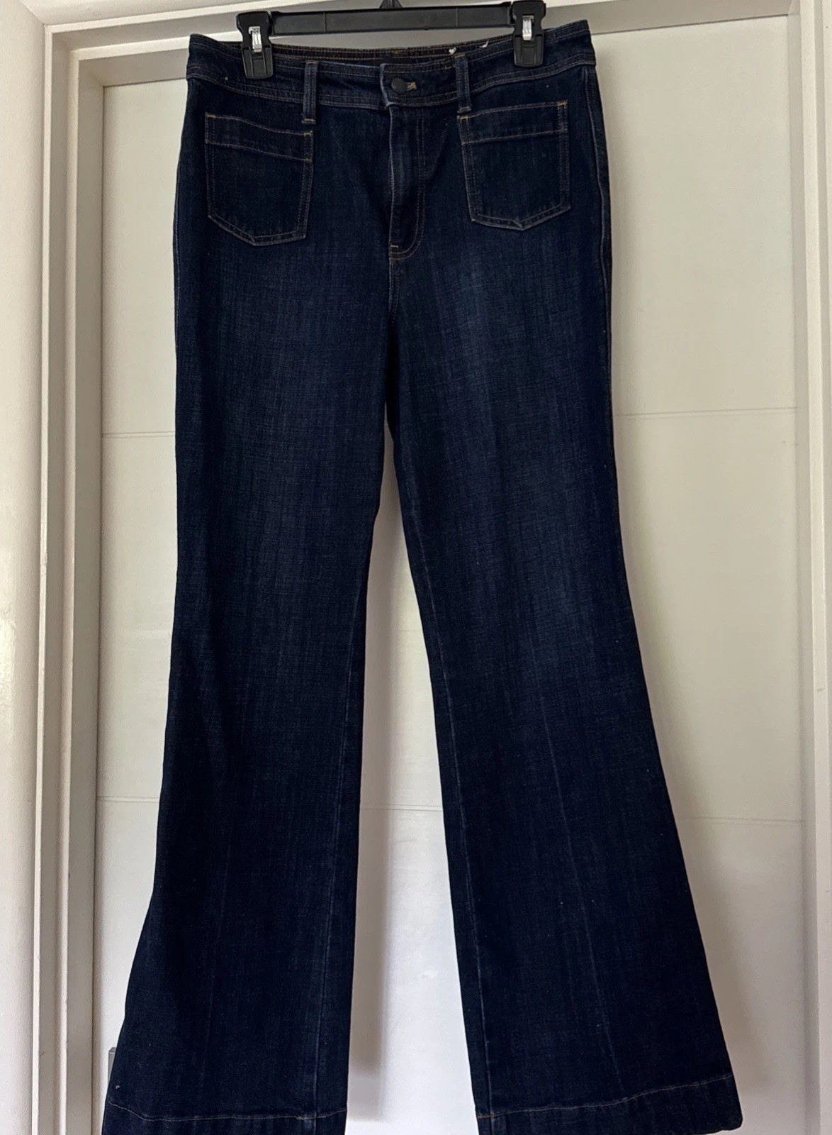 Talbots Flare Jeans Front Patch Pockets Dark Wash… - image 1