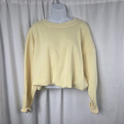 Love Mood Womens Size XL Pullover Cropped Oversized Butter Yellow Sweatshirt