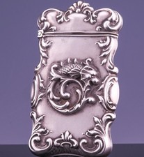 ANTIQUE c1900 AMERICAN STERLING SILVER DOLPHIN FISH MATCH SAFE VESTA CASE