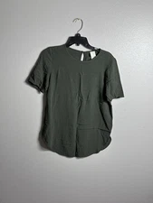 H&M women Basic green blouse top size 6