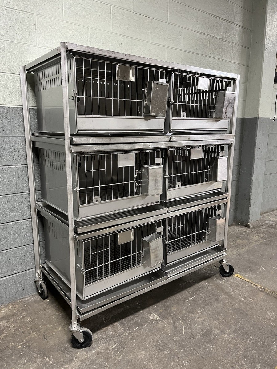 Stainless Steel 6 UNIT SMALL ANIMAL RABBIT CAGE HOUSING | eBay