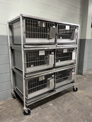 Stainless Steel 6 UNIT SMALL ANIMAL RABBIT CAGE HOUSING