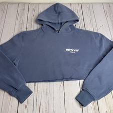 White Fox Vol 3 Cropped Hoodie Hooded Sweatshirt Blue Puff Print Size XXS/XS