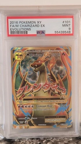 2016 POKEMON XY EVOLUTIONS #101 FULL ART/M CHARIZARD EX PSA 9 MINT 🐦‍🔥