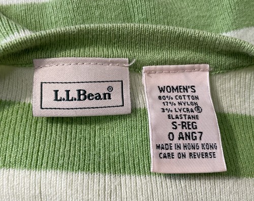 Vintage 90’s LL Bean Cotton Blend 3/4 Sleeve Green Striped Sweater Top Women’s S - Picture 8 of 8