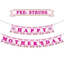 Mother's Day Decorations, Happy Mother's Day Banner for Party, Pre-Strung Ban...