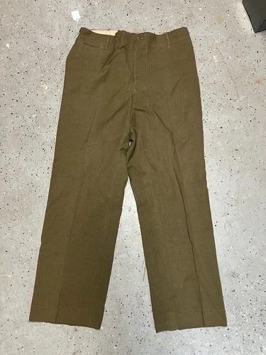 WW2 US Army Military Pants Mens Wool Trousers Button Fly Gas Flap W32 x L31