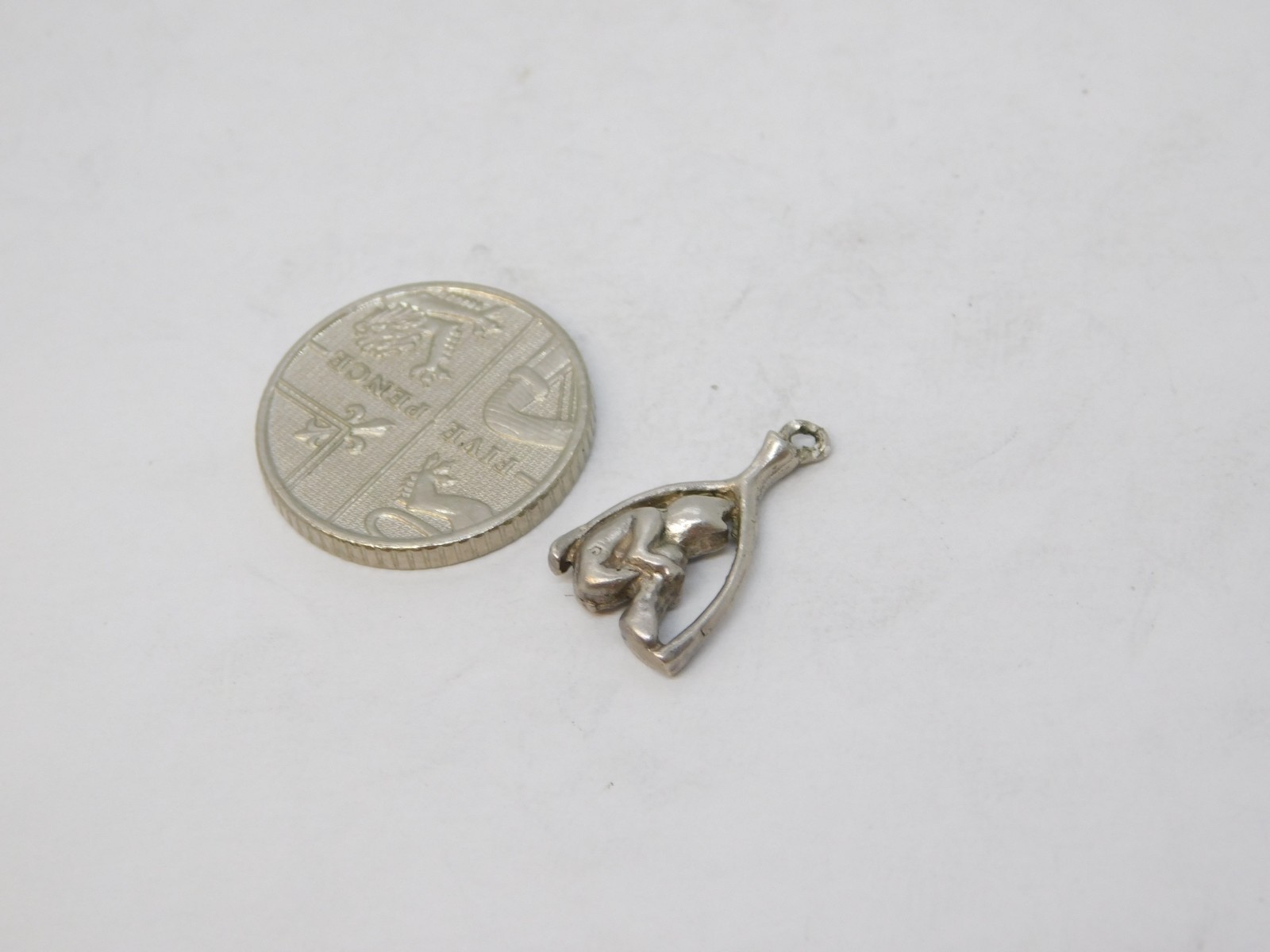 Sterling Silver Cornish Pixie Wishbone Charm Pend… - image 3