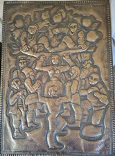 Anahit Chekanka Armenia - copper knock stamp panno embossed handmade wall plaque