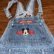 Rare Vintage Adult Disney Mickey Mouse Denim Carpenter Overalls Size M/M