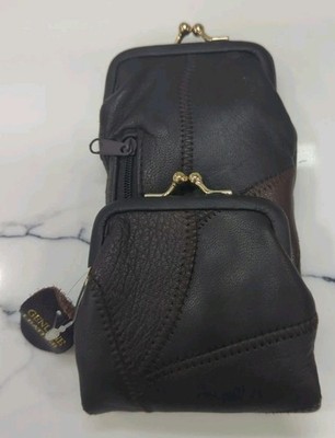 Eclipse Lamb Skin Patched Leather Cigarette Case Genuine Leather BROWN CoinLight