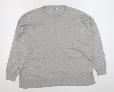 Gallery Damen Pullover Pulli grau Rundhals Viskose Größe L