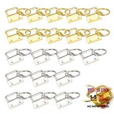 20 Pcs Key Fob Hardware Set with Keychain Rings - 1 Inch - Gold  Silver