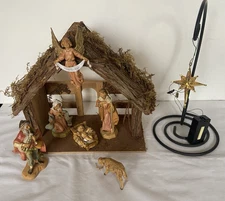Vtg 1992 Fontanini Heirloom Nativity Set Manger Set Italy with Working Star Box