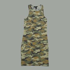 Forever21 Green Camouflage Bodycon Sleeveless Tank Dress Round Neck Women Size M
