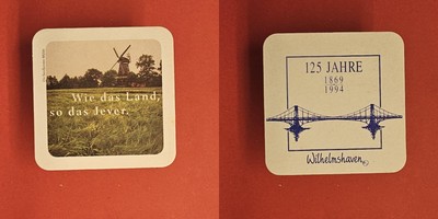 Jever 125 Jahre Wilhelmshaven Brauerei Bierdeckel Bier