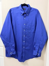 Van Heusen Dress Shirt Men  s Size 16.5-17 34/35 Regular Fit Blue Wrinkle Free