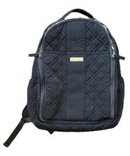 Vera Bradley Black Microfiber Diaper Bag Backpack Tote, Quilted, Changing Pad