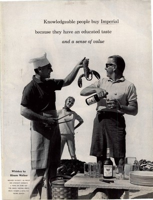 Hiram Walker Imperial Magazine Ad Lobster Picnic Whiskey Print 1960s AD078