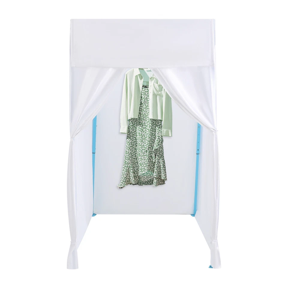 Vestidor portátil vestuario con marco y cortina y gancho EE. UU. Foto 4 de 4