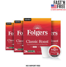  4 pack Folgers Classic Roast, Medium Roast Coffee, Keurig K Cup Pods, 24 Count