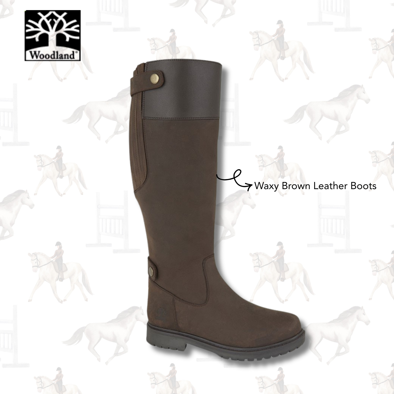 Ladies Woodland Waxy Leather Waterproof  Equestrian Tall Walking Country Boots image 3