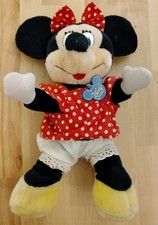Vintage Minnie Mouse Plush - Red Polka Dot Dress  Bow - Blue Applause Tag 1990s