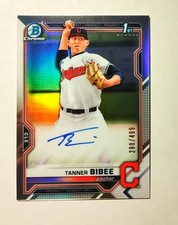 Tanner Bibee 2021 1st Bowman Chrome AUTO Prospect REFRACTOR 280/499 RC D6
