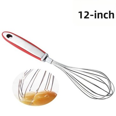 12 Zoll Hand Schneebesen 304 Edelstahl leicht 88g mit rutschfestem Griff