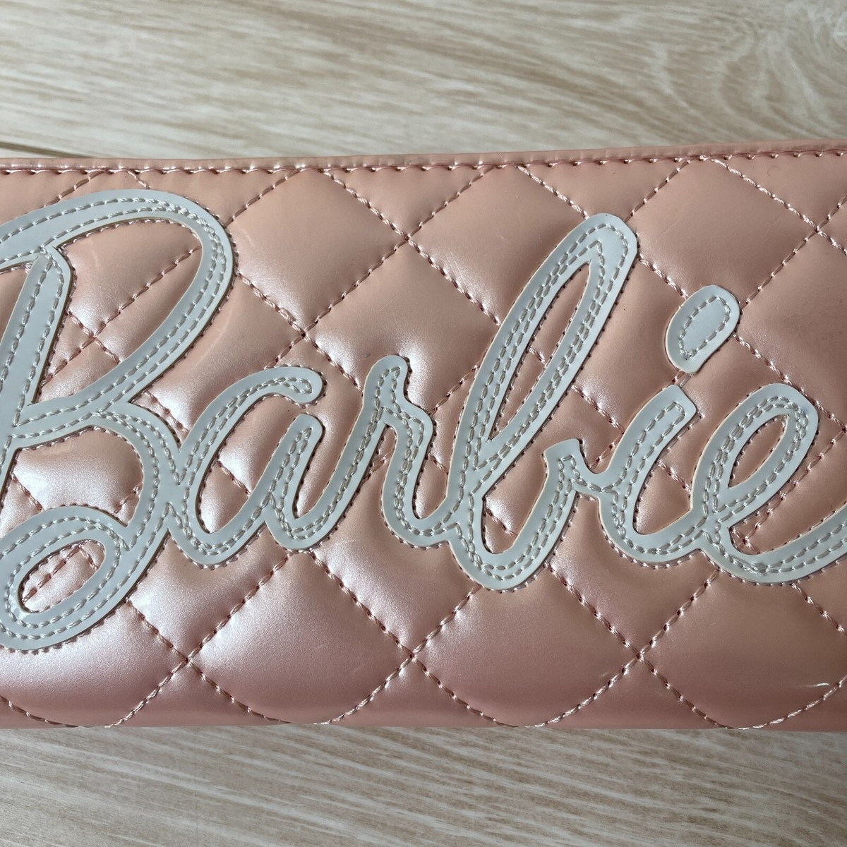 Barbie Big Logo Zip-Around Quilting Enamel Long Wallet Purse Pink