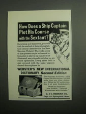 1937 Webster's New International Dictionary Ad - How does a ship captain plot