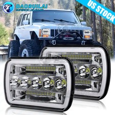 2x For Jeep Cherokee Xj 1984-2001 Wrangler Yj 1986-1995 5x7 7x6 Led Headlight