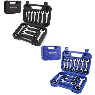 #ad #ad 12PCS Stubby Wrench Set Metric 8 19mm Combination Wrenches Set w Case Blue Black $30.99