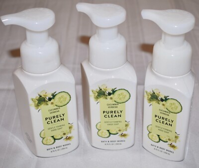 3 x Bath Body Works Cucumber Verbena Purely Clean Gentle Foaming Hand Soaps US3