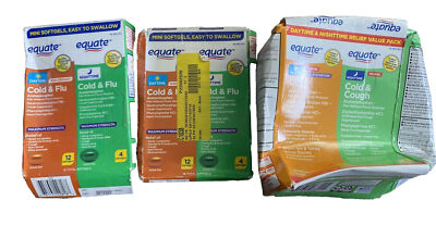 Equate 30 Daytime 14 Nighttime Mini Softgels Cold and Flu Cough Severe Relief