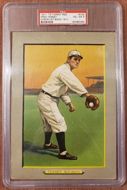 1911 T3 Turkey Red #122 Fred Tenney New York Giants Braves Baseballkarte PSA 4