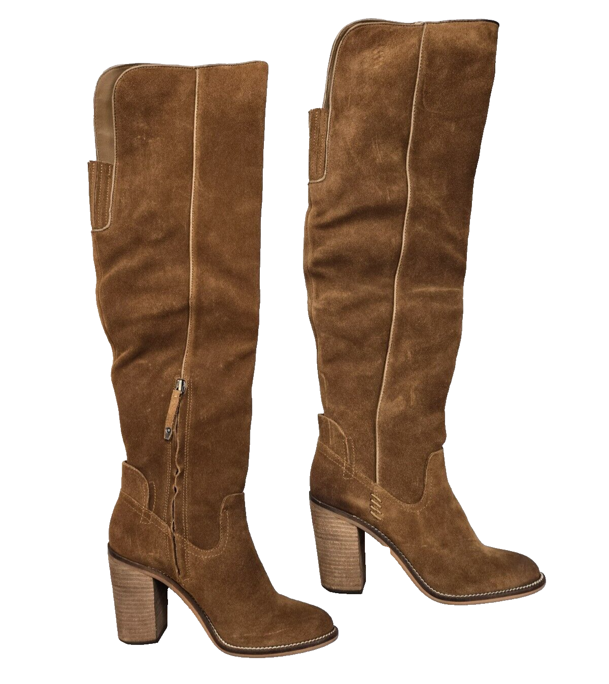 Women's Dolce Vita Size 6.5 Ohanna Suede Over The Knee Stacked Heel Boot Brown