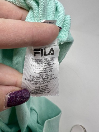 FILA Size S Women’s Teal Rich Cotton Blend Crew Neck Long Sleeve Sweater shirt - Picture 10 of 11