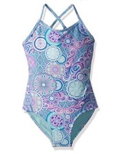 YMI Girls Strappy Back Big Day Dream One Piece Swimsuit Multicolor Size 14 7574