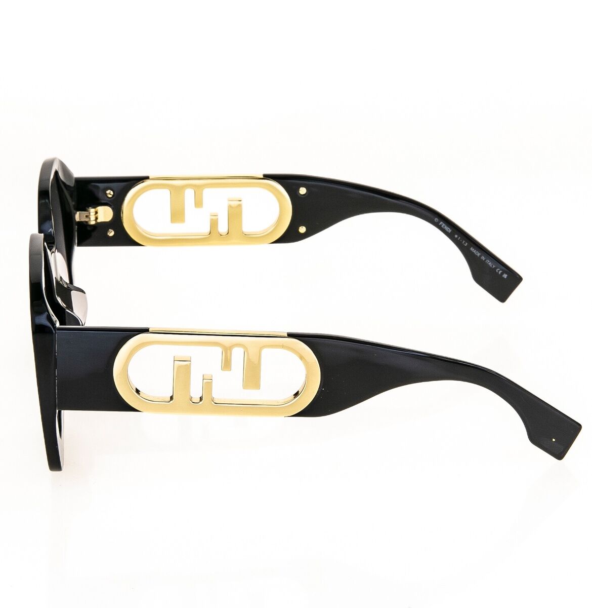 FENDI O'LOCK 40048 Black Gold Oversized Fashion FF Lock Logo FENDI O'LOCK 40048 Black Gold Oversized Fashion FF Lock Logo
