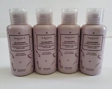 Lot Of 4-Wander Beauty All Inclusive Shampoo & Body Wash Travel Size 1.85oz/55mL