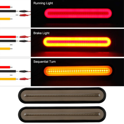 2X Halo Neon LED Truck Tail Trailer Lights Flowing Turn Signal Rear Brake Stop