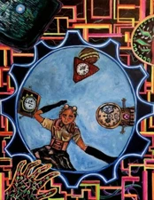 Original Acrylic Glow in the Dark Painting - Across the Neo-Victorian Universe