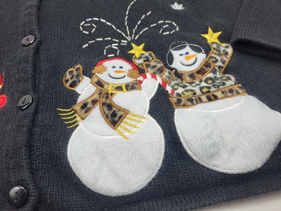 Clásico Element Para Mujer Navidad Abotonada Suéter Cárdigan Muñeco de Nieve Nieve XL Foto 3 de 4